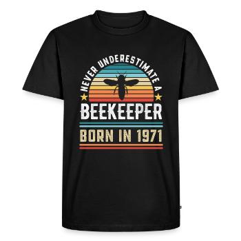 Apiculteur né en 1971 50e anniversaire Don apiculture - T-shirt Premium bio Homme - noir - Devant - Nico (187cm)