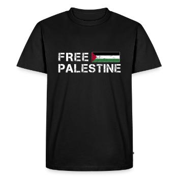 Free Palestine Gaza Flag Arabic - Men's Premium Organic T-Shirt - black - Front - Nico (187cm)