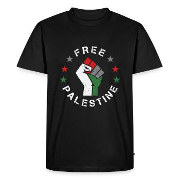 Palestine libre Poing Gaza - Cadeau arabe - T-shirt Premium bio Homme - noir - Devant - Nico (187cm)