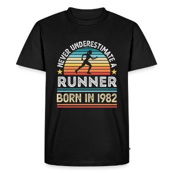 Coureur né en 1982 40ème anniversaire de course Cadeau Maman - T-shirt Premium bio Homme - noir - Devant - Nico (187cm)