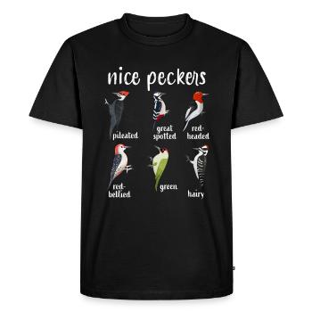 Funny Woodpecker bird Christmas Gift Nice Pecker - Men's Premium Organic T-Shirt - black - Front - Nico (187cm)