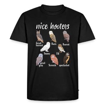 Nice Hooters Owl Bird Lover Pun Gift - Men's Premium Organic T-Shirt - black - Front - Nico (187cm)