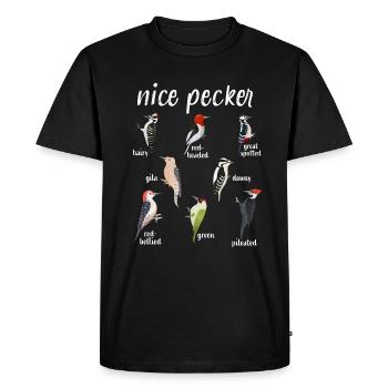 Woodpecker Nice Pecker Funny bird Christmas Gift - Men's Premium Organic T-Shirt - black - Front - Nico (187cm)