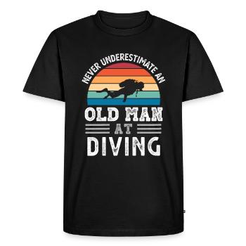Old Man at Diving Fête des Pères Drôle Cadeau - T-shirt Premium bio Homme - noir - Devant - Nico (187cm)