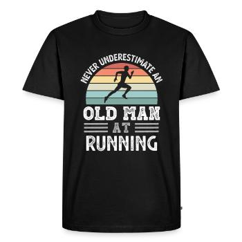 Old Man at Running Fathers Day Funny Gift - Men's Premium Organic T-Shirt - black - Front - Nico (187cm)