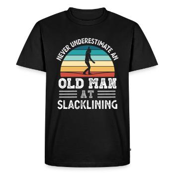 Old Man at Slacklining Fathers Day Funny Gift - Men's Premium Organic T-Shirt - black - Front - Nico (187cm)
