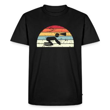 Retro Caving Sunset Vintage Caver Sunrise - Men's Premium Organic T-Shirt - black - Front - Nico (187cm)