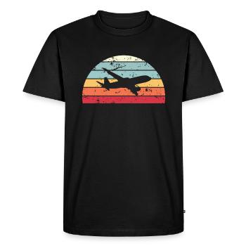 Retro Plane spotting Sunset Vintage plane Sunrise - Men's Premium Organic T-Shirt - black - Front - Nico (187cm)