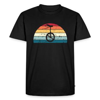 Rétro Monocyclisme Sunset Vintage Monocycle Lever de Soleil - T-shirt Premium bio Homme - noir - Devant - Nico (187cm)