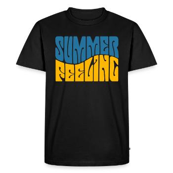 Sentiment d’été - Soleil - Vacances - Bonne humeur - T-shirt Premium bio Homme - noir - Devant - Nico (187cm)