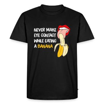 Le cadeau de banane ne fait jamais le contact visuel en mangeant - T-shirt Premium bio Homme - noir - Devant - Nico (187cm)