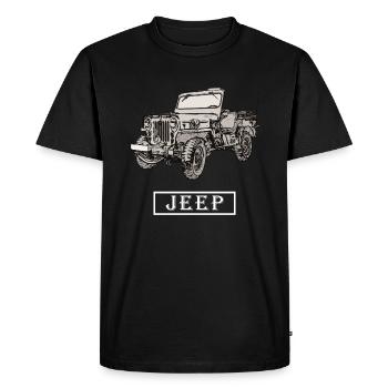 Willys Jeep dessin avec lettrage - blanc - T-shirt Premium bio Homme - noir - Devant - Nico (187cm)