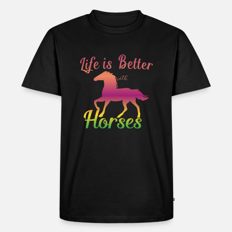 Pferd Pferd Pferde Pferde Geschenk - Männer Premium Bio T-Shirt - Schwarz