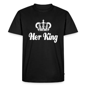 Partnershirt Her King - Valentinstag's Geschenk - Männer Premium Bio T-Shirt - Schwarz - Vorne - Nico (187cm)