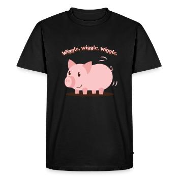 Cochon cochon bébé animal Cochon ondulé Porcinet - T-shirt Premium bio Homme - noir - Devant - Nico (187cm)