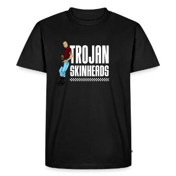 Trojan Skinhead print | Traditional Skinhead - Men's Premium Organic T-Shirt - black - Front - Nico (187cm)