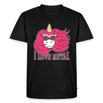 Cadeau de métaler de métal lourd de Licorne j'aime le métal - T-shirt Premium bio Homme - noir - Devant - Nico (187cm)