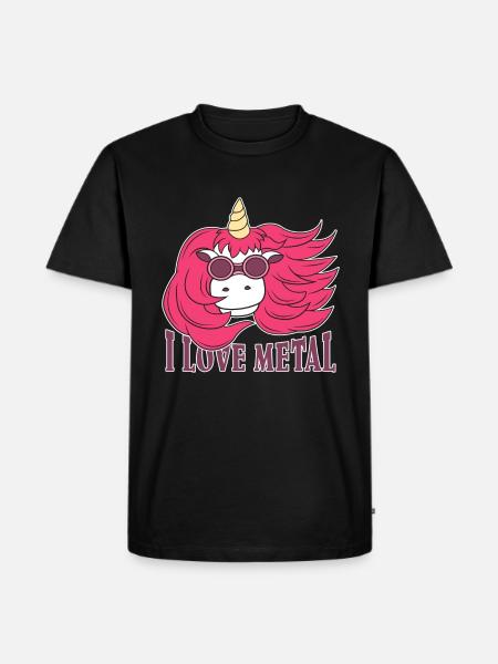 Cadeau de métaler de métal lourd de Licorne j'aime le métal - T-shirt Premium bio Homme - noir