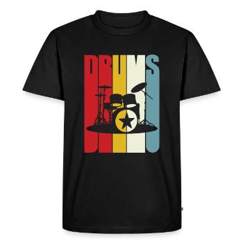 Drums Retro Drummer Musician Rock New Gift - Men's Premium Organic T-Shirt - black - Front - Nico (187cm)