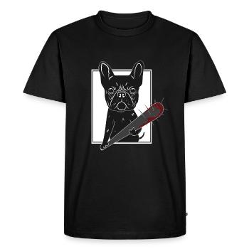 Bouledogue français en colère - T-shirt Premium bio Homme - noir - Devant - Nico (187cm)
