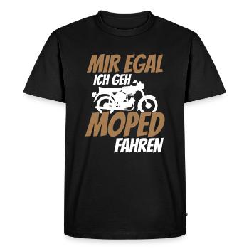 Je m'en fous, je fais un cyclomoteur - T-shirt Premium bio Homme - noir - Devant - Nico (187cm)