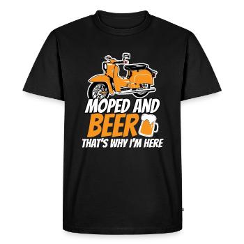T-shirt Schwalbe KR51 pour cyclomoteur et bière - T-shirt Premium bio Homme - noir - Devant - Nico (187cm)