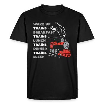 Trains Railroad - Conception amusante pour les cheminots - T-shirt Premium bio Homme - noir - Devant - Nico (187cm)
