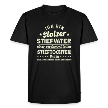 Stiefvater Stiefpapa Stieftochter Geschenk - Männer Premium Bio T-Shirt - Schwarz - Vorne - Nico (187cm)