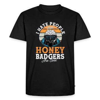Honey Badger Honey Badger Je déteste les gens cadeau - T-shirt Premium bio Homme - noir - Devant - Nico (187cm)