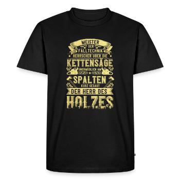 Holzfäller Kettensäge Förster Wald Geschenk - Männer Premium Bio T-Shirt - Schwarz - Vorne - Nico (187cm)