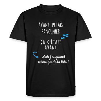 Avant j'étais rancunier - T-shirt Premium bio Homme - noir - Devant - Nico (187cm)