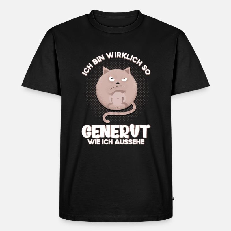 Genervt Katze Grumpy Geschenk - Männer Premium Bio T-Shirt - Schwarz