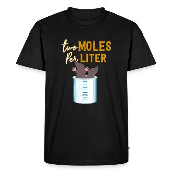 Two Moles Per Liter Chemistry Joke Funny Gift - Men's Premium Organic T-Shirt - black - Front - Nico (187cm)