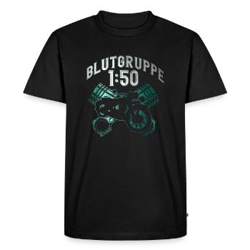 DDR Moped Blutgruppe 1:50 Ostalgie Geschenk - Männer Premium Bio T-Shirt - Schwarz - Vorne - Nico (187cm)
