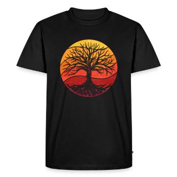 Tree of Life Tree Symbol Motif - Men's Premium Organic T-Shirt - black - Front - Nico (187cm)
