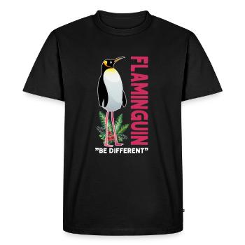 Flaminguin Be Anders Be Different Gift - Men's Premium Organic T-Shirt - black - Front - Nico (187cm)