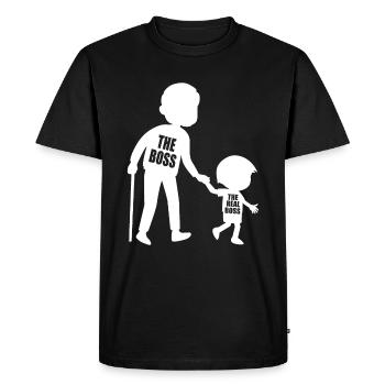 The Boss The Real Boss - Grandpa Son Partner Look - Men's Premium Organic T-Shirt - black - Front - Nico (187cm)