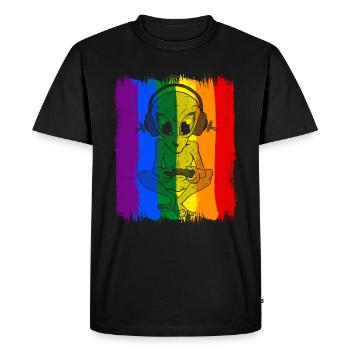 Gayming Gaylien Rainbow CSD Gaming Alien LGBT - T-shirt Premium bio Homme - noir - Devant - Nico (187cm)