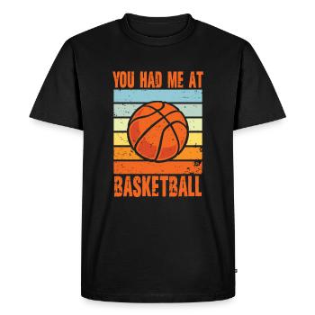 Tu m'as eu au basket - T-shirt Premium bio Homme - noir - Devant - Nico (187cm)