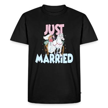 Lune de miel Lune de miel Juste marié - T-shirt Premium bio Homme - noir - Devant - Nico (187cm)