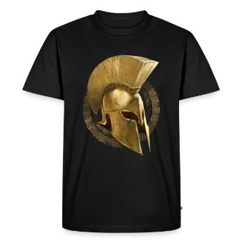 casque spartiate symbole sparte or - T-shirt Premium bio Homme - noir - Devant - Nico (187cm)