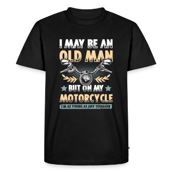 Moto vieil homme - T-shirt Premium bio Homme - noir - Devant - Nico (187cm)