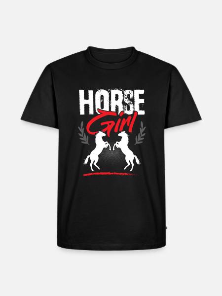 Pferde Mädchen - Männer Premium Bio T-Shirt - Schwarz