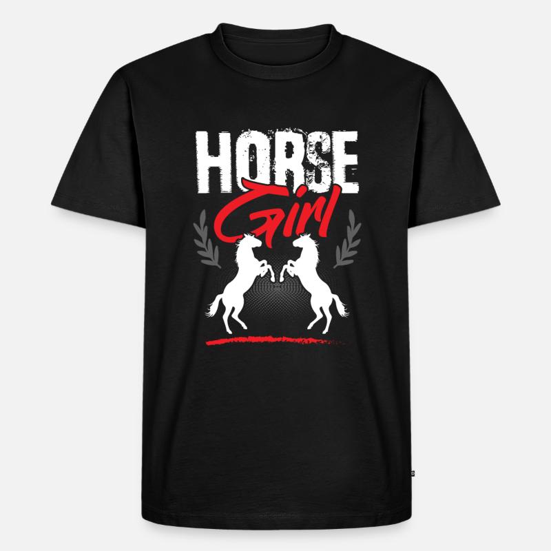 Pferde Mädchen - Männer Premium Bio T-Shirt - Schwarz