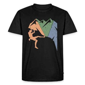 Vintage Climber Bouldering Retro Birthday Rock - Men's Premium Organic T-Shirt - black - Front - Nico (187cm)