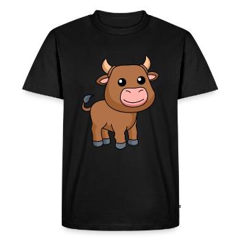 Taurus Comic Animal - Men's Premium Organic T-Shirt - black - Front - Nico (187cm)