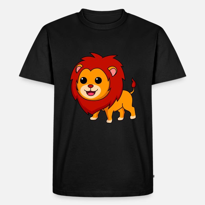 Löwe Comic Tier - Männer Premium Bio T-Shirt - Schwarz