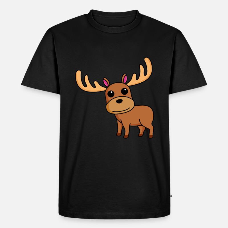 Elch Comic Tier - Männer Premium Bio T-Shirt - Schwarz