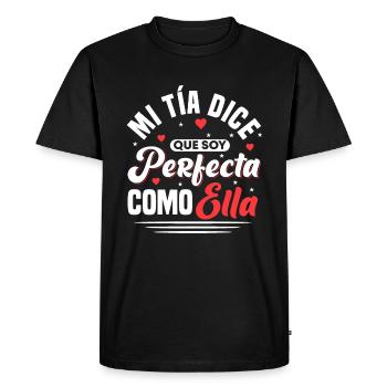 Mi Tia Dice Que Soy Perfecta Como Ella - T-shirt Premium bio Homme - noir - Devant - Nico (187cm)