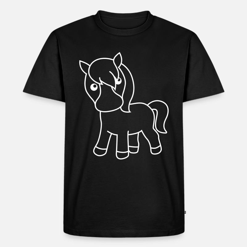 Pferd Comic Tier - Männer Premium Bio T-Shirt - Schwarz